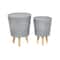 Set of 2 Grey MgO Contemporary Planter 14", 16"